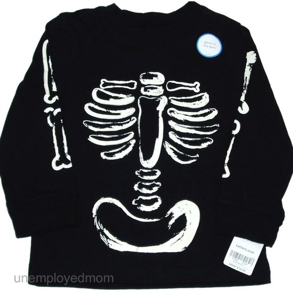 Carter's Other - Skeleton Bones Boys Halloween Tee Top NWT